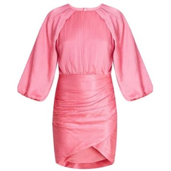 Veronica Beard Gracelynn Pink Ruched Satin Balloon Sleeve Mini Dress Size 0 - Picture 3 of 16